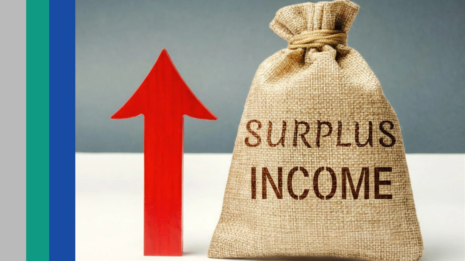 A bag with Surplus Income stamped on it