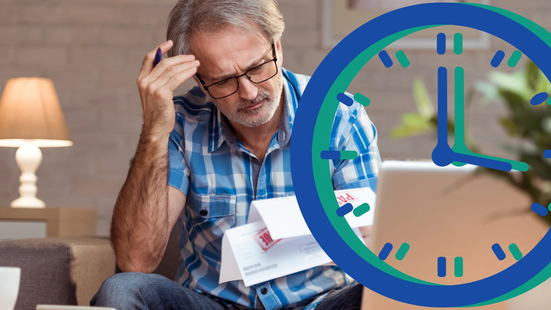 How Long Does Bankruptcy Last A man wondering how long does bankruptcy last. A clock icon is overlaid on the image.